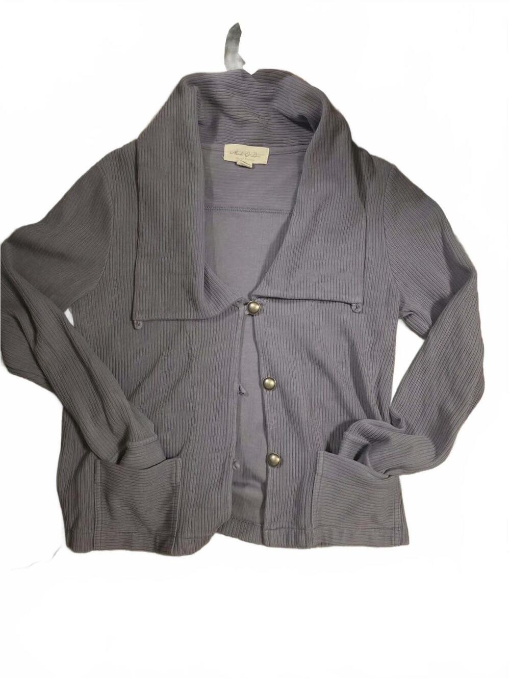 Mod-O-Doc Casual Elegance Ribbed Button-Up Cardigan Sweater Medium